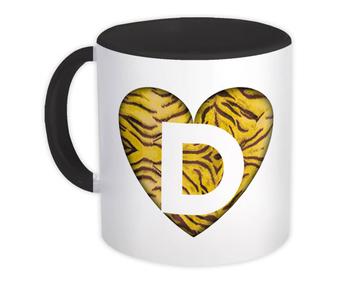 Monogram Letter D : Gift Mug Tiger Initial ABC Alphabet Animal Heart CG7121D