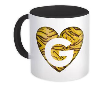 Monogram Letter G : Gift Mug Tiger Initial ABC Alphabet Animal Heart CG7121G