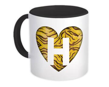 Monogram Letter H : Gift Mug Tiger Initial ABC Alphabet Animal Heart CG7121H