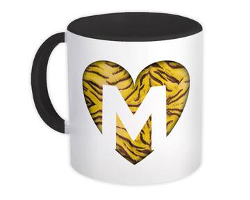 Monogram Letter M : Gift Mug Tiger Initial ABC Alphabet Animal Heart CG7121M