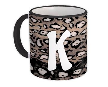 Monogram Letter K : Gift Mug Cheetah Initial ABC Alphabet Animal Print