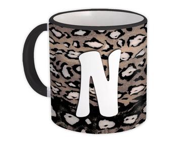 Monogram Letter N : Gift Mug Cheetah Initial ABC Alphabet Animal Print