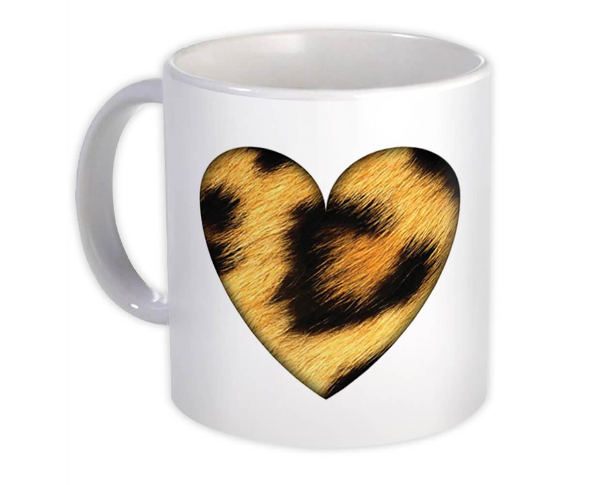 Gift Mug : Leopard Animal Print Heart Pattern For Her Feminine Modern