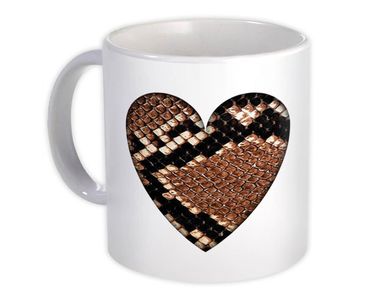 Gift Mug : Snake Animal Print Heart Pattern For Her Feminine Modern