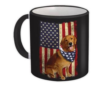 Golden Retriever USA Flag : Gift Mug Dog Patriotic America United States