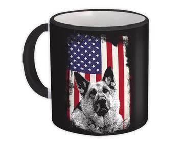 German Shepherd Sepia USA Flag : Gift Mug Dog Pet K-9 United Police America