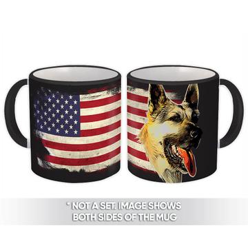 German Shepherd USA Flag : Gift Mug Dog Pet K-9 United Police America