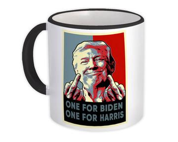 Trump Middle Finger : Gift Mug Gag One for Biden One for Harris President USA