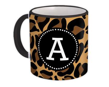 Monogram Letter A : Gift Mug Leopard Initial ABC Animal Print Graphic