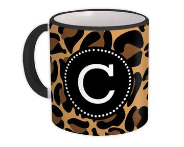 Monogram Letter C : Gift Mug Leopard Initial ABC Animal Print Graphic
