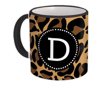 Monogram Letter D : Gift Mug Leopard Initial ABC Animal Print Graphic