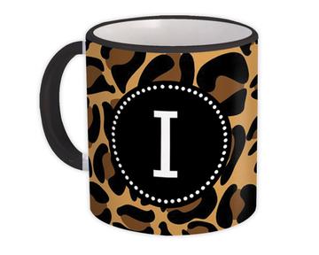Monogram Letter I : Gift Mug Leopard Initial ABC Animal Print Graphic