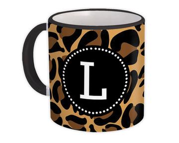 Monogram Letter L : Gift Mug Leopard Initial ABC Animal Print Graphic