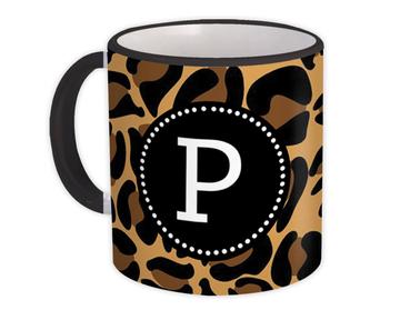 Monogram Letter P : Gift Mug Leopard Initial ABC Animal Print Graphic