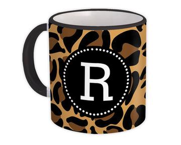 Monogram Letter R : Gift Mug Leopard Initial ABC Animal Print Graphic