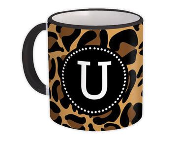Monogram Letter U : Gift Mug Leopard Initial ABC Animal Print Graphic