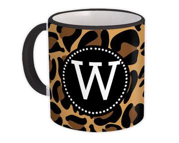 Monogram Letter W : Gift Mug Leopard Initial ABC Animal Print Graphic