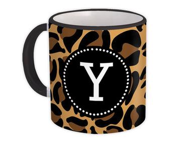 Monogram Letter Y : Gift Mug Leopard Initial ABC Animal Print Graphic