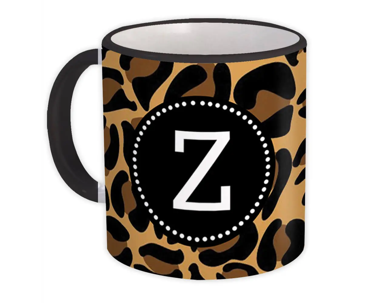 Monogram Letter Z : Gift Mug Leopard Initial ABC Animal Print Graphic