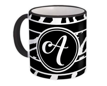 Monogram Letter A : Gift Mug Zebra Initial ABC Alphabet Animal Black