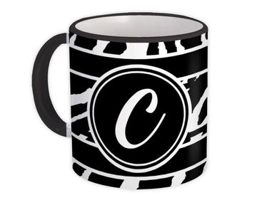 Monogram Letter C : Gift Mug Zebra Initial ABC Alphabet Animal Black CG7815C