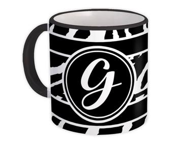 Monogram Letter G : Gift Mug Zebra Initial ABC Alphabet Animal Black CG7815G
