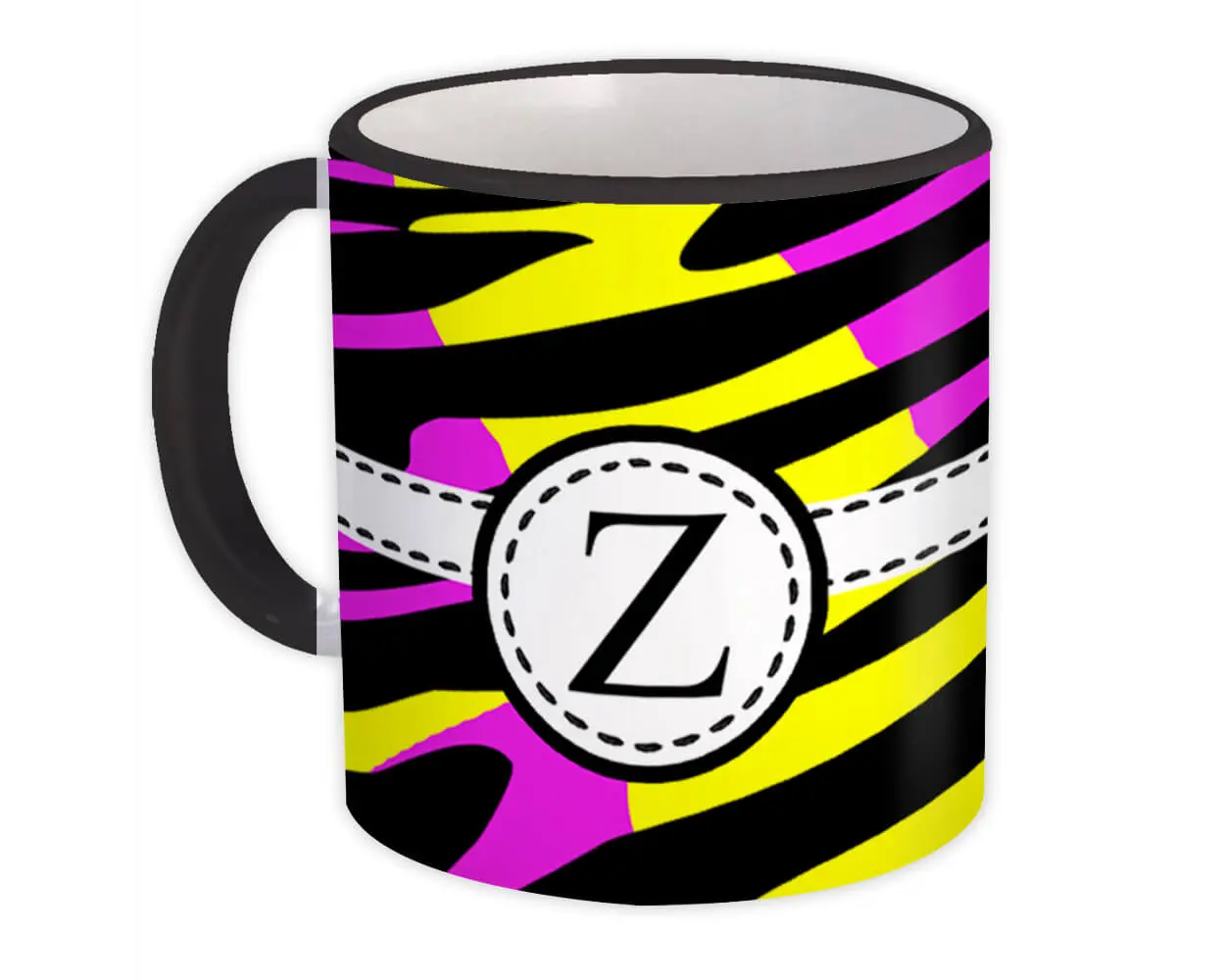 Monogram Letter Z : Gift Mug Neon Initial ABC Alphabet Animal Print CG7831Z