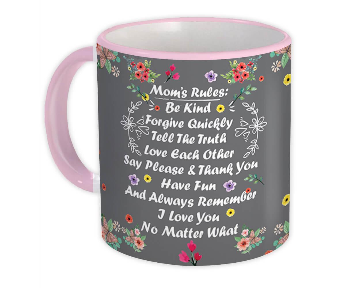 Gift Mug : Moms Rules Flowers Decor Mother