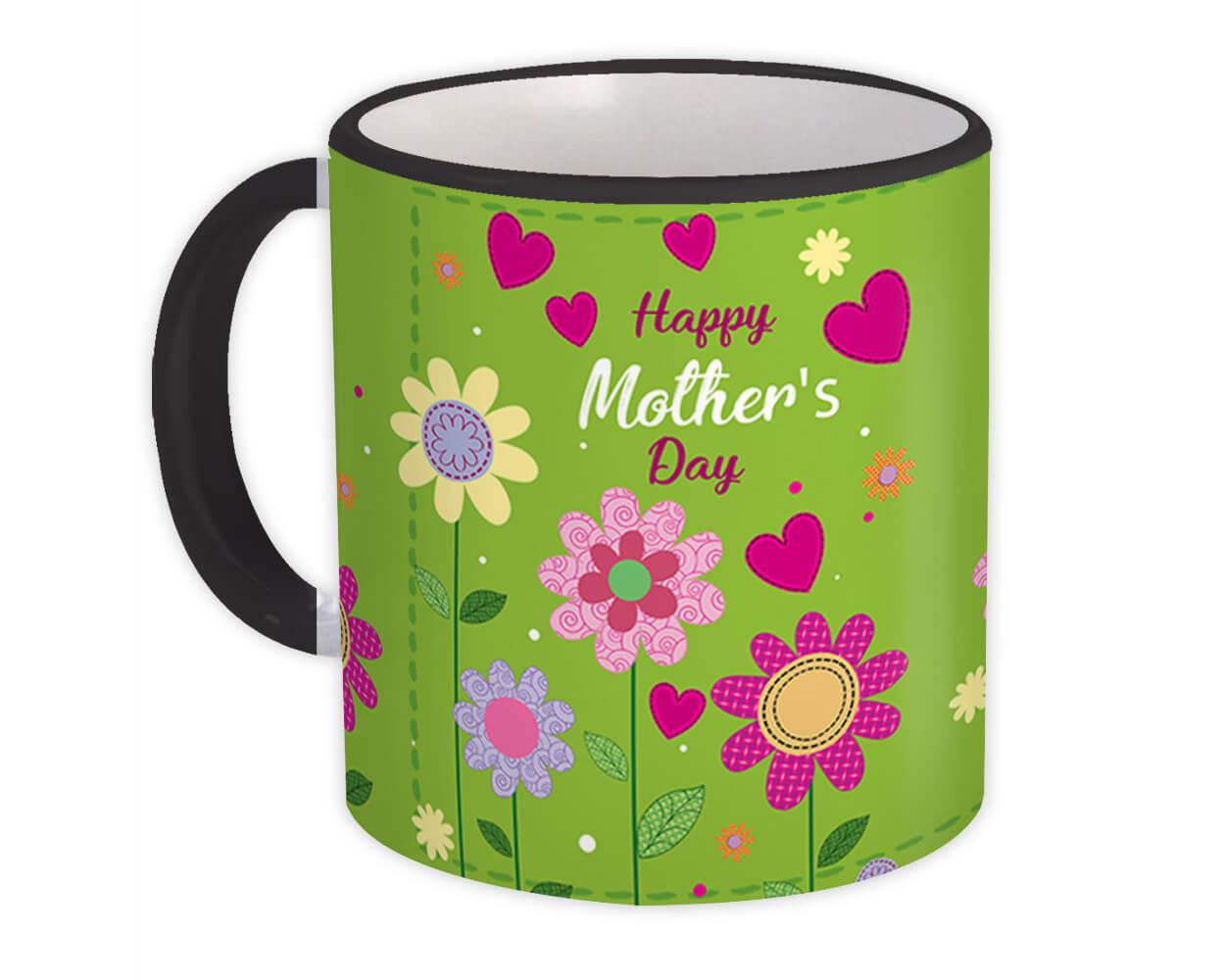 Gift Mug : Happy Mothers Day Flowers Cute Hearts Mom Mother