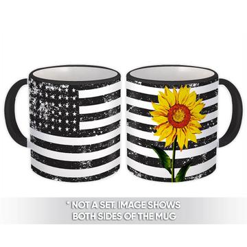 Sunflower USA Flag : Gift Mug Spring America United States Flower Floral