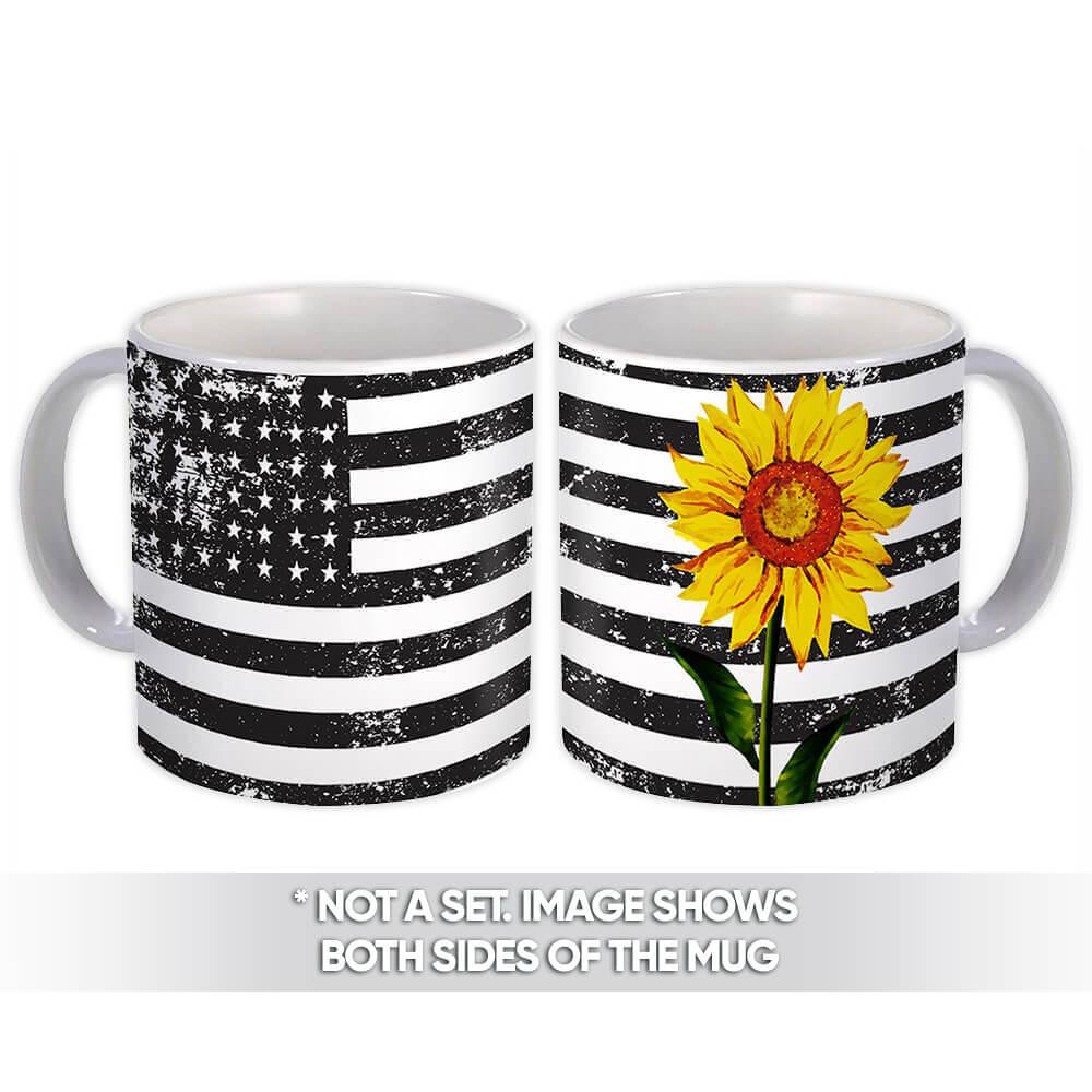 Gift Mug : Sunflower USA Flag Spring America United States Flower Floral