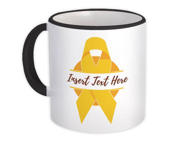 Gold Ribbon : Gift Mug Childhood Cancer Awareness Personalized Card Motivational