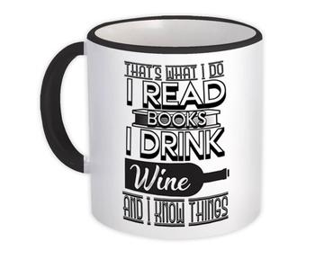 For Book And Wine Lover : Gift Mug Reader Funny Cute Art Print Friendship Coworker