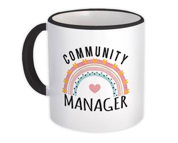 For Best Community Manager : Gift Mug Cute Art Print Hearts Occupation Stripes