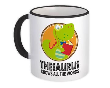 Thesaurus Dino : Gift Mug For Kids Child Dinosaur Back To School Reading Cute Art Print