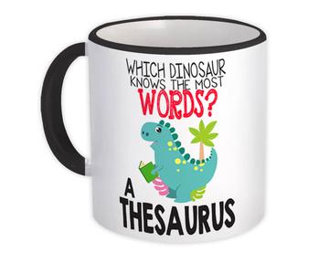 Dino Thesaurus : Gift Mug For Kid Children Dinosaur Back To School Reading Cute Art Print