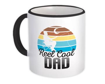 Reel Cool Dad : Gift Mug For Father Fathers Day Fishing Lover Retro Vintage Style Art Birthday
