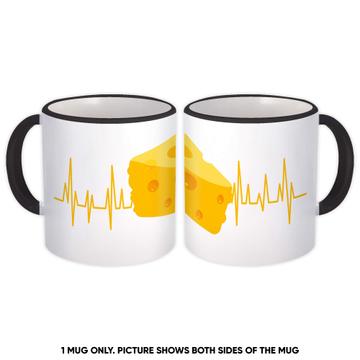 For Cheese Lover : Gift Mug Food Heartbeat Line Funny Cute Art Print Kid Children