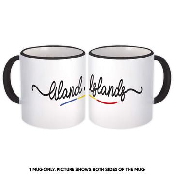 Aland Islands Flag Colors : Gift Mug Travel Expat Country Minimalist Lettering