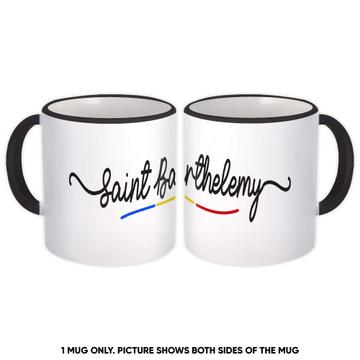 Saint Barthelemy Flag Colors : Gift Mug Travel Expat Country Minimalist Lettering
