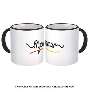 Myanmar Flag Colors : Gift Mug Travel Expat Country Minimalist Lettering