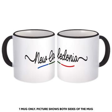New Caledonia Flag Colors : Gift Mug Travel Expat Country Minimalist Lettering
