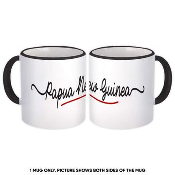 Papua New Guinea Flag Colors : Gift Mug Guinean Travel Expat Country Minimalist Lettering