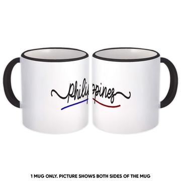 Philippines Flag Colors : Gift Mug Filipino Travel Expat Country Minimalist Lettering