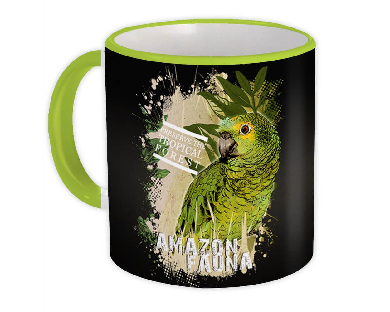 Gift Mug : Parrot Rainforest Ecology Bird Nature Eco Leaves Amazon Animal Cute