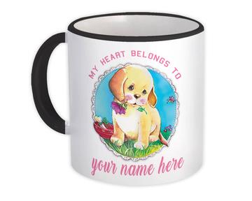 Personalized Labrador My Heart Belongs to : Gift Mug Dog Puppy Pet Watercolor