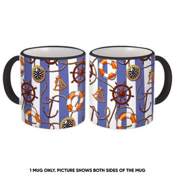 Maritime Stripes Pattern : Gift Mug Seamless For Dad Father Sea Lover Anchor Rope Nautical