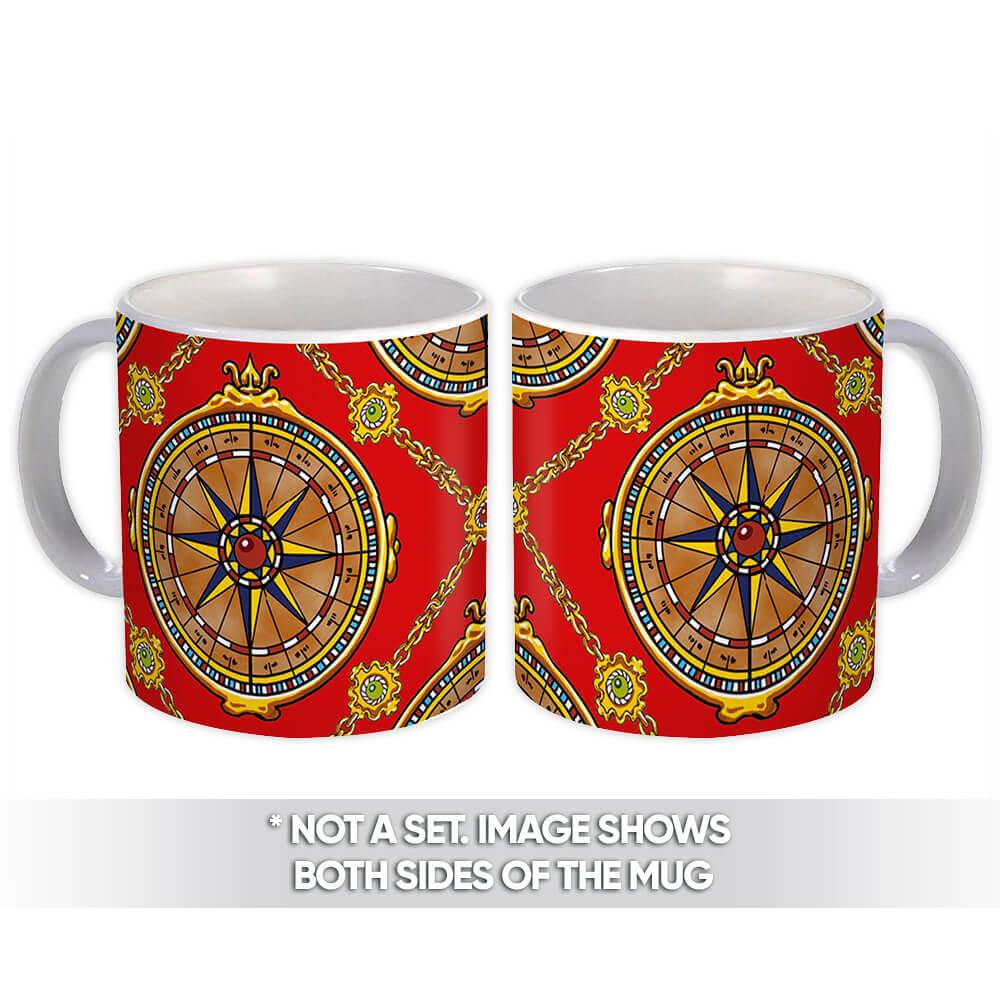 Gift Mug : Compass Pattern Sea Adventure For Father Friend Square Jewellery