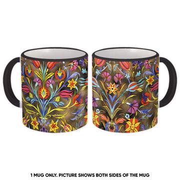 Floral Fabric Art : Gift Mug Tulips Flowers Vintage Decor For Grandma Seamless Arabic