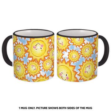 Winking Sun Suns : Gift Mug Kids Pattern Summer Nursery Child Room Positive Cute Sweet